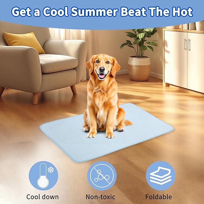 Dog Cooling Mat, Durable Machine Washable Pets Cool Pad, X-Large, Blue