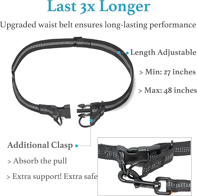 iYoShop Retractable Hands Free Dog Leash - Dual Handle Bungee Waist Leash for Small, Medium and Large Dogs (Medium/Large, 25-150 lbs, Military Green)