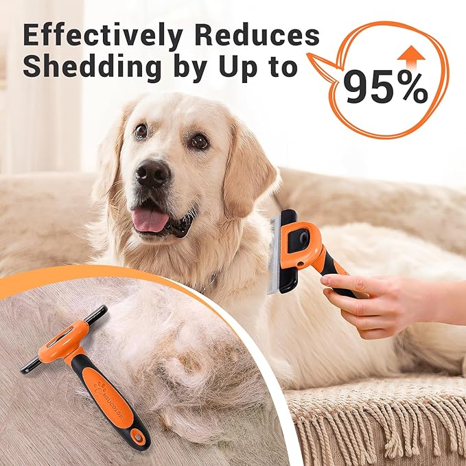 MIU COLOR Pet Grooming Brush, Deshedding Tool for Dogs & Cats, Effectively Reduces Shedding by up to 95% for Short Medium and Long Pet Hair, Orange
