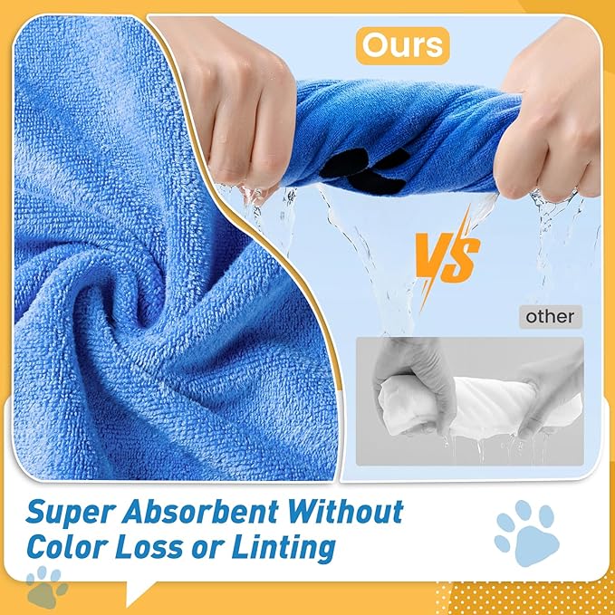 Pet Shower & Bath Supplies,Dog Shampoo Brush Set with Towel, Washing Gloves,Comb for Dogs and Cats (Blue)