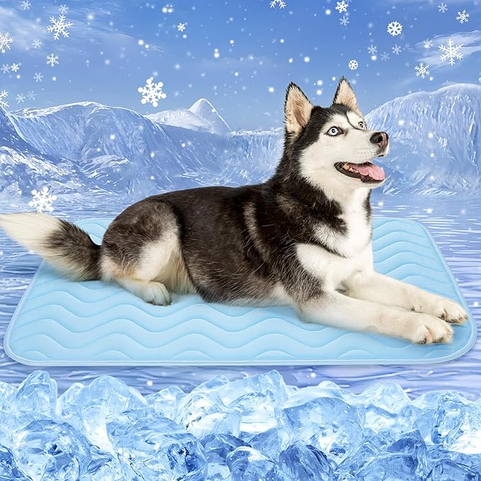 Dog Cooling Mat, Portable Dog Crate Pad, Washable Pad Bed, Indoor Outdoor Uses in Kennel, Bed, Sofa or Car, Providing a Cool and Comfortable Experience for Your pet During Summer (40"x28")