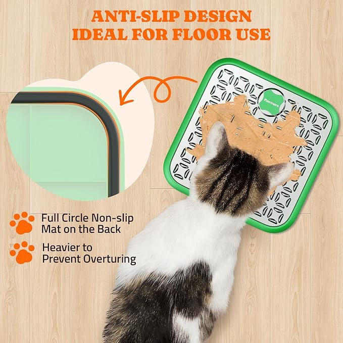 Stainless Steel Large Lick Mat: Dog Lick Mats for Large Dogs, Cat Licking Pads for Crate Boredom & Anxiety Reduce, Slow Feeding, Cat Slow Feeder Mat with a Spatula, Scrubbing Brush, Green