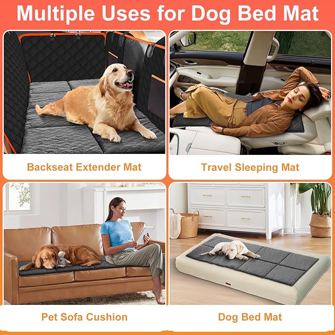 Car Backseat Dog Mat, Comfortable Non-Slip Cushion Suitable for Travel Dog Bed and Pet Home Sofa Blanket, Custom Mat for Car Backseat Extender and Seat Cover (Gray 51.2 x 23.6in)