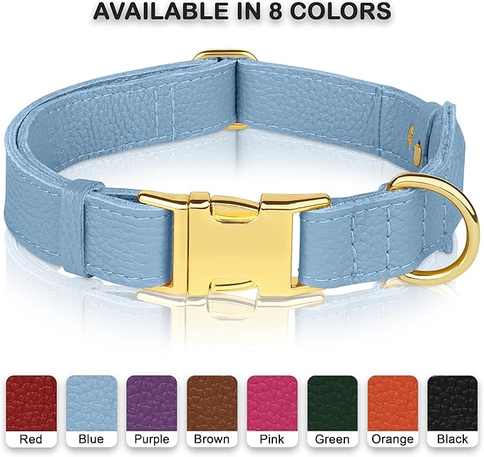 Leather Airtag Dog Collar - Soft Tracking Dog Collar with Apple AirTag Holder and Metal Buckle - Safety GPS Pet Collars for Small Medium Large Dogs Puppy Pink Red (Cornflower, L, 17"-21" Neck Fit)