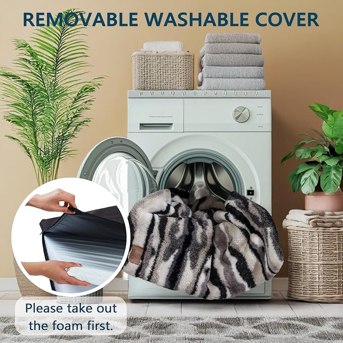 Dog Crate Pad - Dog Bed Large Sized Dogs with Removable Washable Cover and Waterproof Lining - XL Memory Foam Pet Bed for Crate - Reversible Kennel Mat (Cool & Warm), 42-inch, Zebra