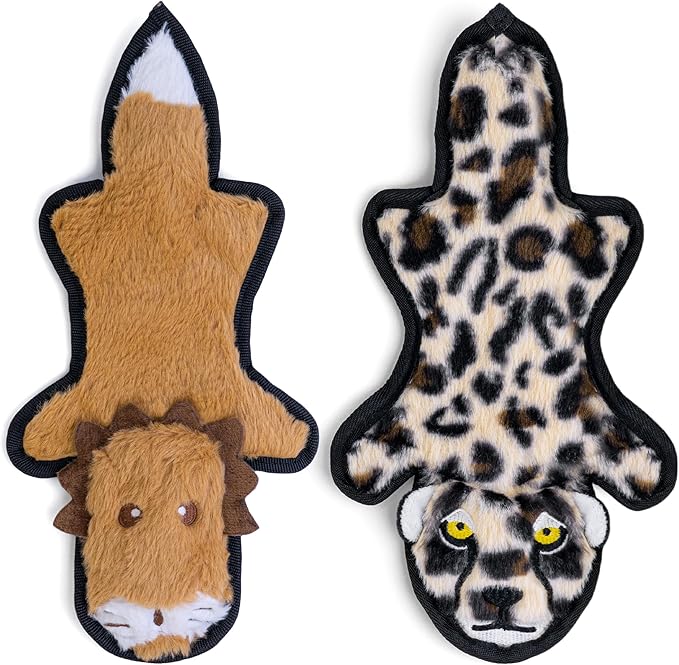 SHARLOVY No Stuffing Dog Toys Crinkle Squeaky, Long Lasting Chews for Aggressive, Durable Plush Dog Puppy Chew Toys for Teething, with 6 Tough Layers for Small Medium Large Breed