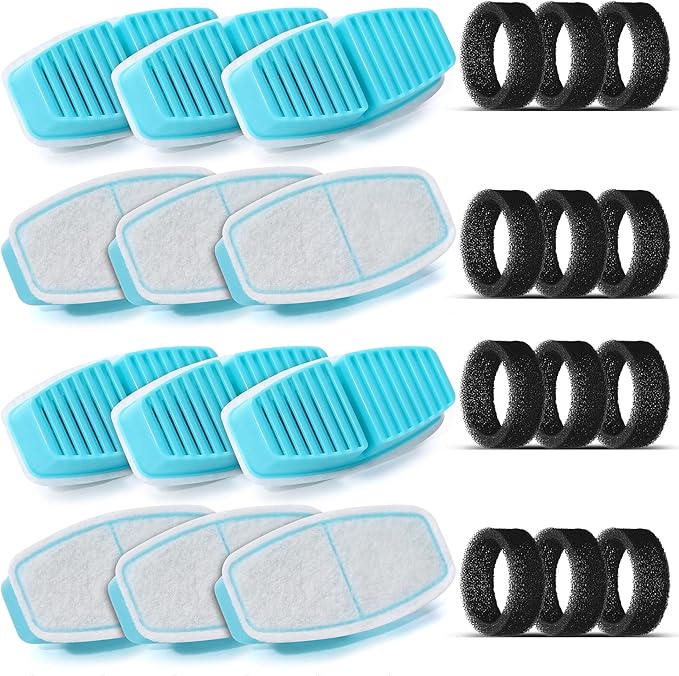Cat Water Fountain Filters : BEMOONY Pet Water Fountain Replacement Filter - 24 Packs of Cat Fountain Filters (12 Carbon Filters + 12 Sponges) - Multiple Filtration Please Replace it Every 2-3 Weeks