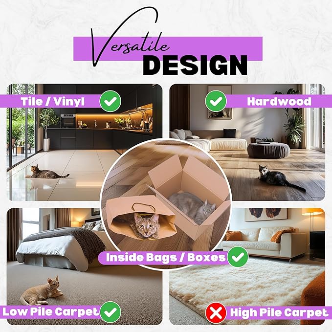 Rolling Rover – Interactive Cat Toy with RGB Wheels, Automatic Moving Mouse-Shaped Design, Feather Butterfly and Bell Attachments, Smart Motion Activated for Indoor Cats & Kittens (Pink)