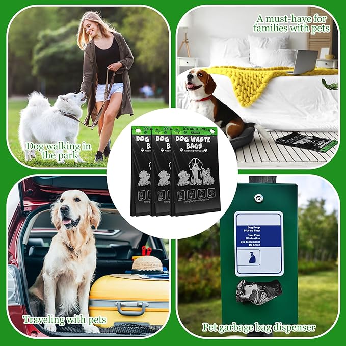 Ireer 40 Count 4000 Pcs Header Bag Bulk Cute Dog Pet Waste Bags Bulk Poop Leakproof Easy Single Pull for Poop Dog Waste Station Fit Hang Hole Dispenser Pet Home Outdoor