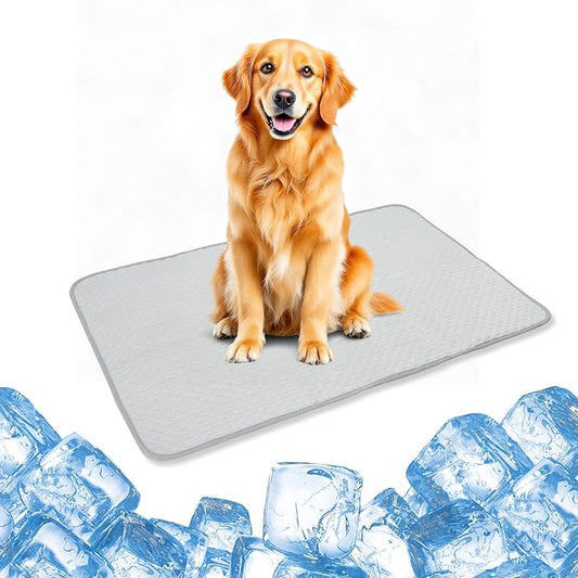 Dog Cooling Mat, Durable Machine Washable Pets Cool Pad, Large, Grey