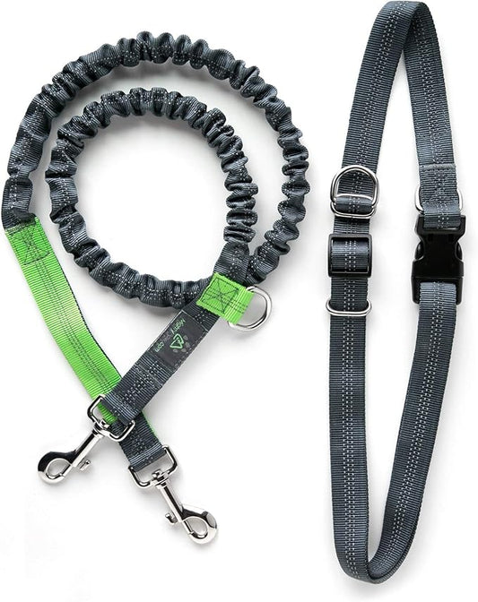 Mighty Paw Hands Free Dog Leash | Bungee Waist Leash for Dog Walking. Pet Running Hands Free Tether for Large, Medium & Small Breeds. Pet Waist Belt (36" - 48") Up to 150 lbs - Gray