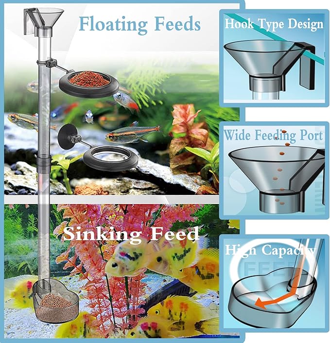 Aquarium Fish and Shrimp Feeding Dish Set, Fish Shrimp Feeder Tube Kit, Perfect for Easy and Feeding of Your Aquatic Pets, with Feeding Ring and Cleaning Brush
