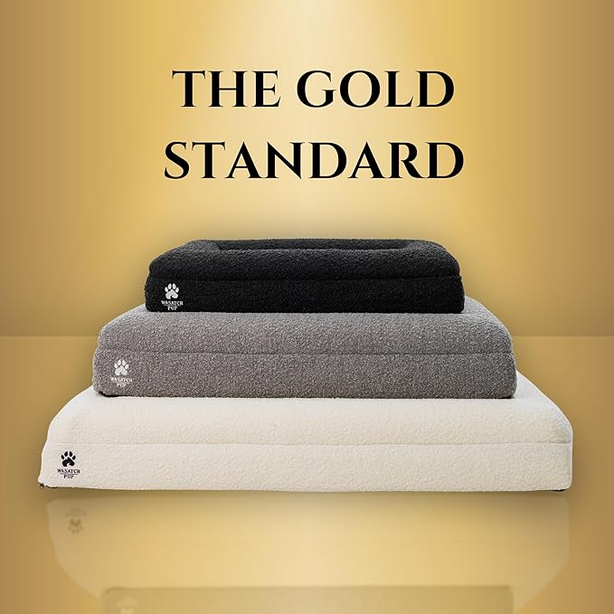 Luxury Boucle Fabric Orthopedic Dog Bed with Memory Foam | Breathable Comfort and Washable Dog Couch Bed with Waterproof Liner & Cover | Ideal Pet Beds for Small Dogs - Grey (29"x23"x6")