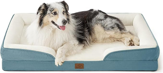 Bedsure XL Orthopedic Dog Bed for Extra Large Dogs - Washable XLarge Dog Cat Bed Waterproof, Comfort Dogs Couch Sofa with Washable Removable Cover, Pet Bed with Nonskid Bottom, Dune Haze Blue, 42"