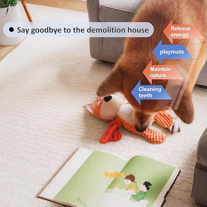 Nana Petit Fox Squeaky Dog Toys for Small & Medium Dogs – Plush Chew Toy, Interactive Puppy Teething Toys for Aggressive Chewers, Cute Stuffed Animal for Play, Training & Indoor Fun