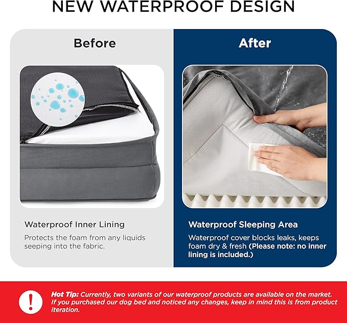 Bedsure Orthopedic Dog Bed Medium Size Dogs - Washable Medium Dog Cat Bed Waterproof, Comfort Pet Couch Sofa with Washable Removable Cover, Pets Bed with Nonskid Bottom, Ivory, 28"