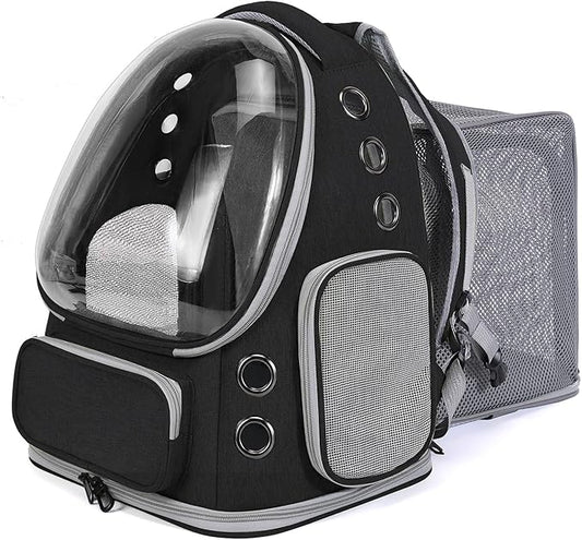 Cat Backpack Carrier for Large Cats, Expandable Cat Bubble Backpack, Dog Carriers for Small Medium Dogs, Airline Approved Pet Carrier for Travel Hiking Outdoor(Black)