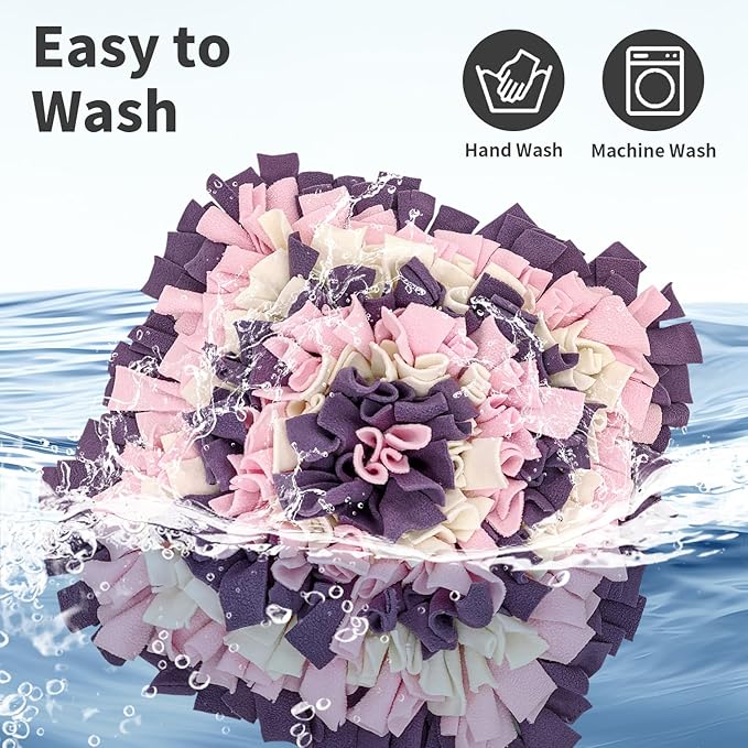 Pet Snuffle Mat for Dogs, Dog Feeding Mat, Nosework Training Mats for Foraging Instinct Interactive Puzzle Toys (Pink&Violet &White)