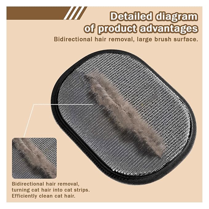 3PC Electrostatic Pet Hair Removal Glove for Cats & Dogs,2025 Upgraded Animal Fur Removal Tool,Reusable Cat & Dog Hair Remover for Couch, Furniture,Laundry,Car Seat,Cat Grooming Gloves