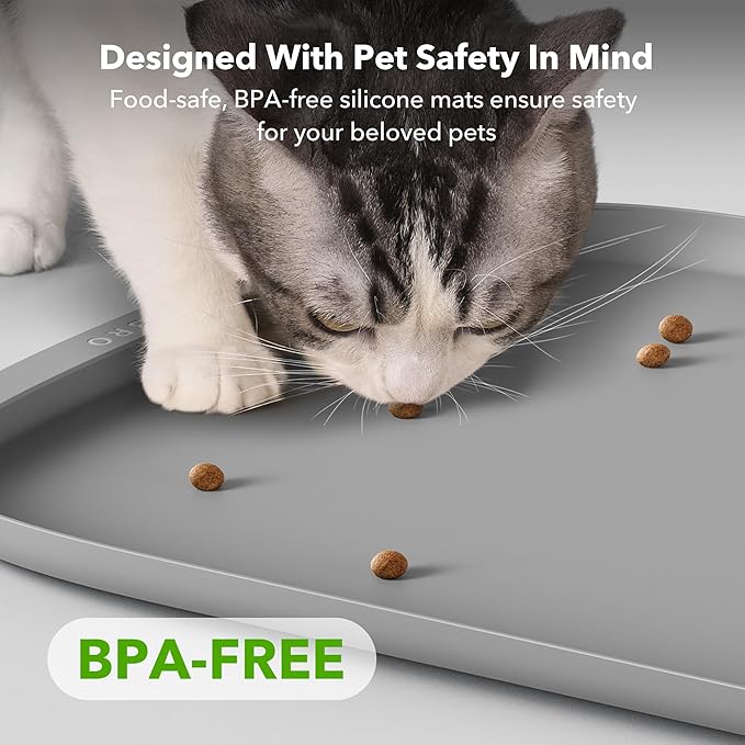 Bundle of PETLIBRO Upgraded RFID Automatic Cat Feeder, 2 Packs 5G Wi-Fi Automatic Pet Feeder, 3L Auto Cat Feeder App Control with Light Collar Tag + 2 Packs Safety Silicone Dog Food Mat