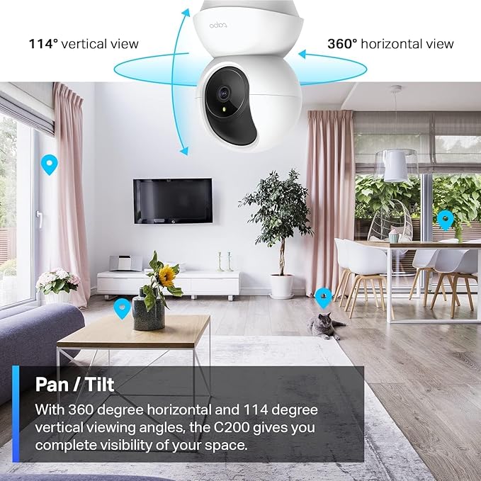TP-Link Tapo Pan/Tilt Security Camera for Baby Monitor, Pet Camera w/Motion Detection, 1080P, 2-Way Audio, Night Vision, Cloud & SD Card Storage, Works with Alexa & Google Home (Tapo C200)