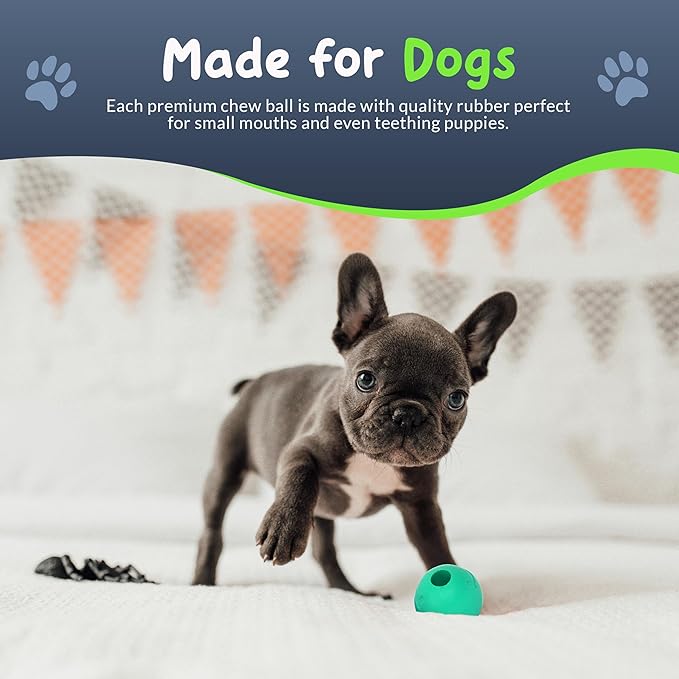 Balls for Aggressive Chewers - Small Dogs and Puppies - 2 Inch - 4 Pack - Indestructible Rubber Dog Chew Toys Bulk for Miniature Toy Breeds