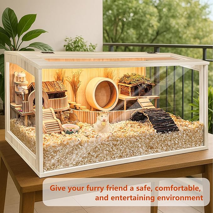 Hamster Cage Chewproof, Large Hamster Cages and Habitats, Openable Top with Acrylic Sheets, Solid Built
