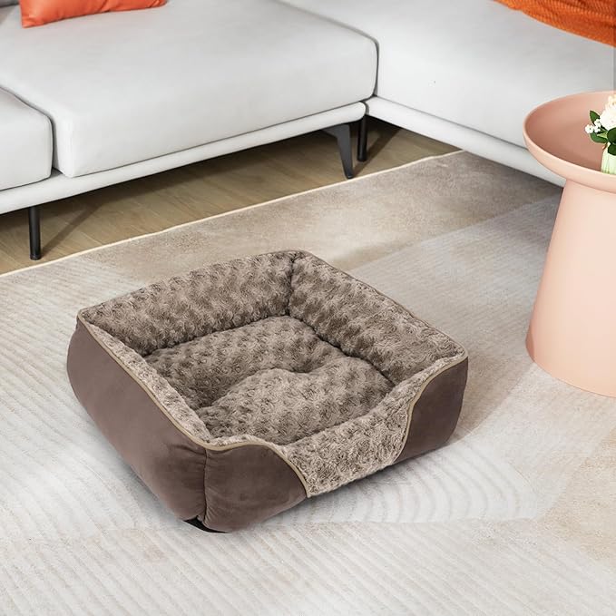 INVENHO Medium Dog Bed Rectangle Washable Orthopedic Soft Calming Sleeping Durable Pet Cuddler with Anti-Slip Bottom