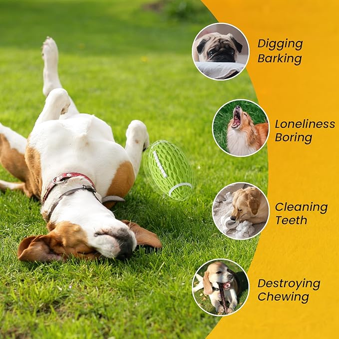 Squeaky Dog Football Toy, Rubber Dog Ball Toy for Aggressive Chewers, Tough Fetch Ball, Durable and Interactive for Medium Large Dogs, Green, Large