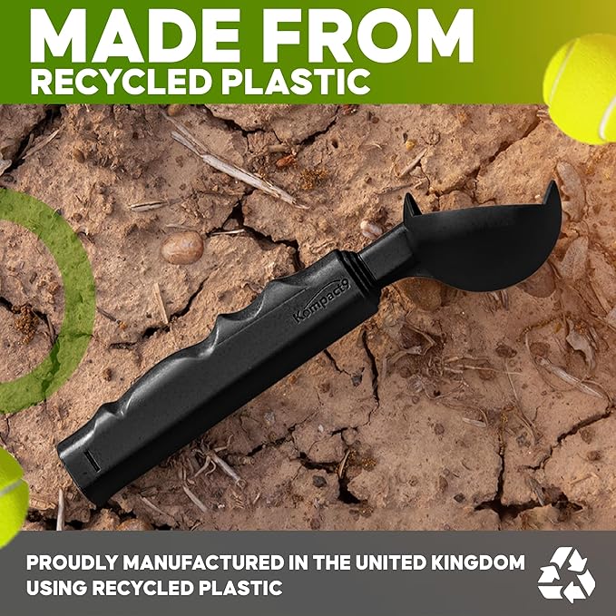 Kompact9 | Retractable Pocket-Sized Ball Launcher, Eco-Friendly & Portable Dog Fetch Toy, Made from Recycled Plastic, UK Designed, Fits Standard Tennis Balls Perfect Dog Exercise Equipment | Black