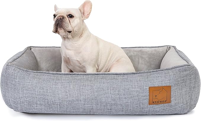 Orthopedic Dog Bed, Memory Foam Dog Sofa with Removable Cover, Cooling Energy Gel. Couch, Pain Relief Pet Bed (33x23x9 inch, Grey)