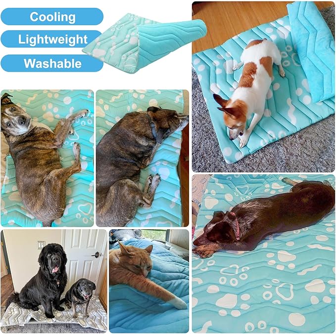BEAUTYZOO Upgrade Dog Cooling Mat Extra Large, Reversible Self-Cooling Mat for Dogs, Thicken Pet Ice Cool Pad Blanket for Summer Kennel Sofa Bed Floor Car Seat, Machine Washable&Foldable, 36"x23"