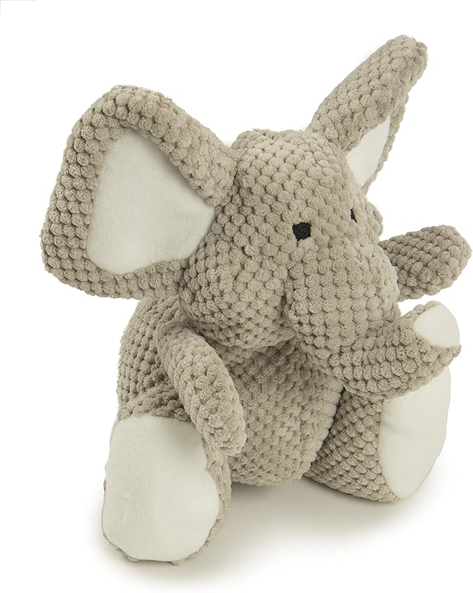 goDog Checkers Elephant Squeaky Plush Dog Toy, Chew Guard Technology - Gray, Large