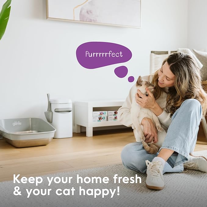 Litter Genie Platinum Stainless Steel Litter Box | Durable, Modern Design, 360° Visibility, Anti-Slip Pads