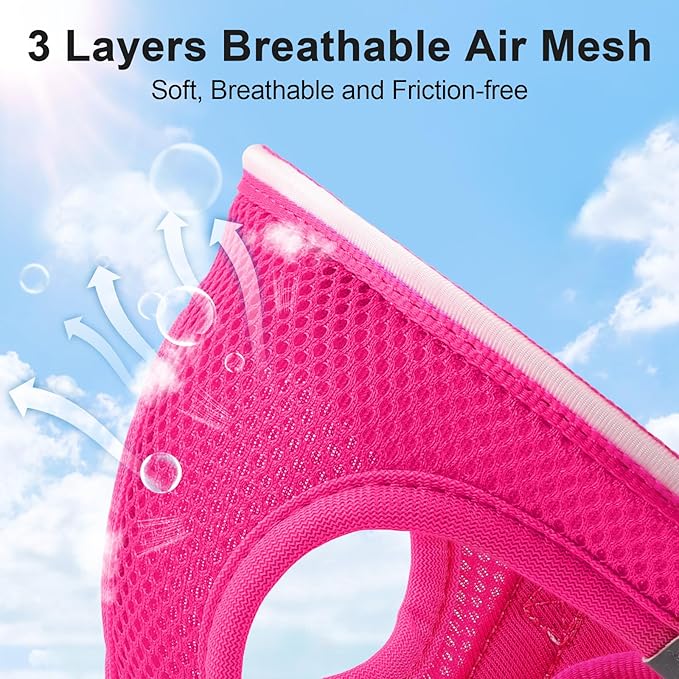 Light Up Dog Harness,Rechargeable LED Dog Harness for Small Medium Large Dogs,Reflective Lighted Safety Vest for Night Walking & Camping,Lightweight & Adjustable,Pink,S