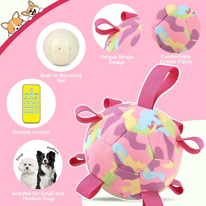 QDAN Interactive Dog Toys, Remote Control, Rechargeable Moving Dog Balls, Puppy Toys to Keep Them Busy, Squeaky Puppy Toys for Small Medium