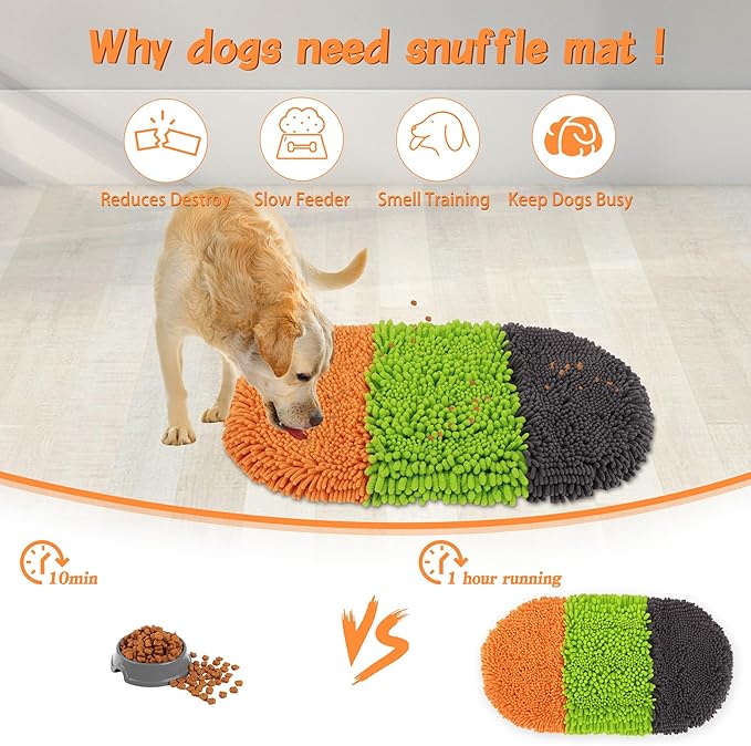 Snuffle Mat for Dogs, Interactive Toys for Pet, 12'' x 27'' Cat Slow Feeding Bowl Washable and Encourages Natural Foraging Skills, Comfortable Texture for Rabbits