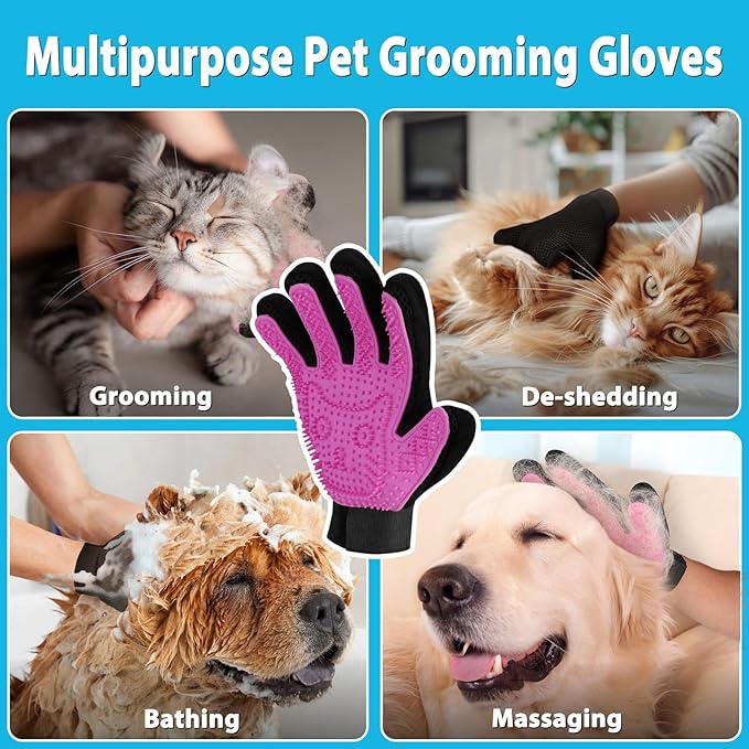 3 in 1 Carpet Rake Kit for Pet Hair Removal Tool - 45” Adjustable Long Handle Pet Hair Remover, Reusable Carpet Scraper Dog Cat Deep Hair Cleaner Remover Tool for Rugs, Mats, Couch, Furniture