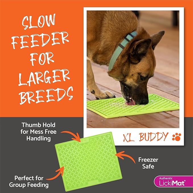 LickiMat X Large Breed Buddy Dog Lick Mat, Dog Calmer, Slow Feeder, Anxiety Reliever Alternative to Puzzle Toys, Slow Feeding Bowls. Use Peanut Butter, Wet, Raw, Mixed Food, Healthy Treats - Turquoise