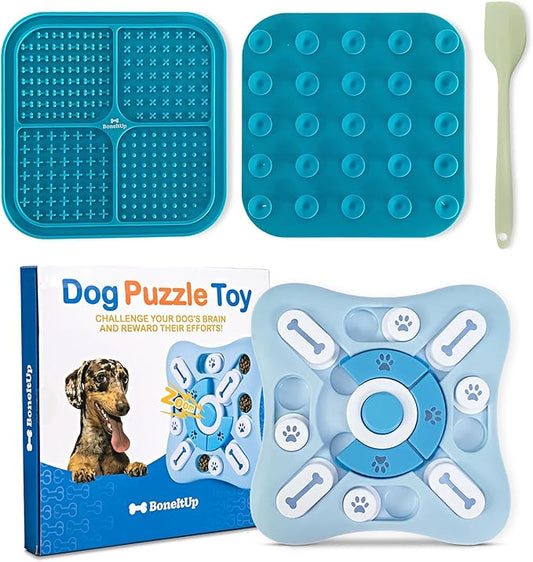Dog Enrichment Toys Combo – Interactive Dog Puzzle Toys & Lick Mat for Dogs for Mental Stimulation, Slow Feeding & Calming Play