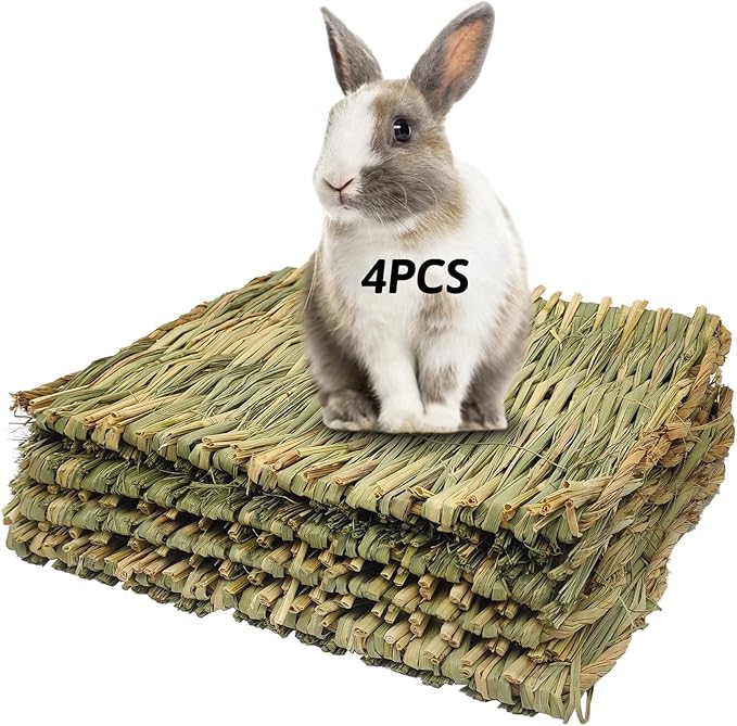 Grass Mat for Rabbit Bunny Chew Toys Woven Bed Mat for Guinea Pig Chinchilla Squirrel Hamster Cat Dog and Small Animal