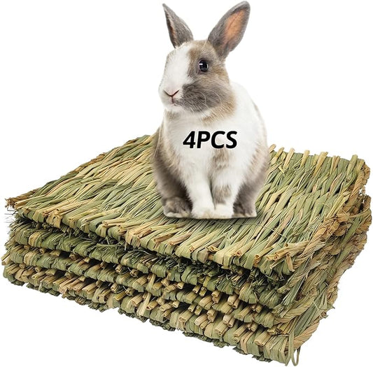 Grass Mat for Rabbit Bunny Chew Toys Woven Bed Mat for Guinea Pig Chinchilla Squirrel Hamster Cat Dog and Small Animal
