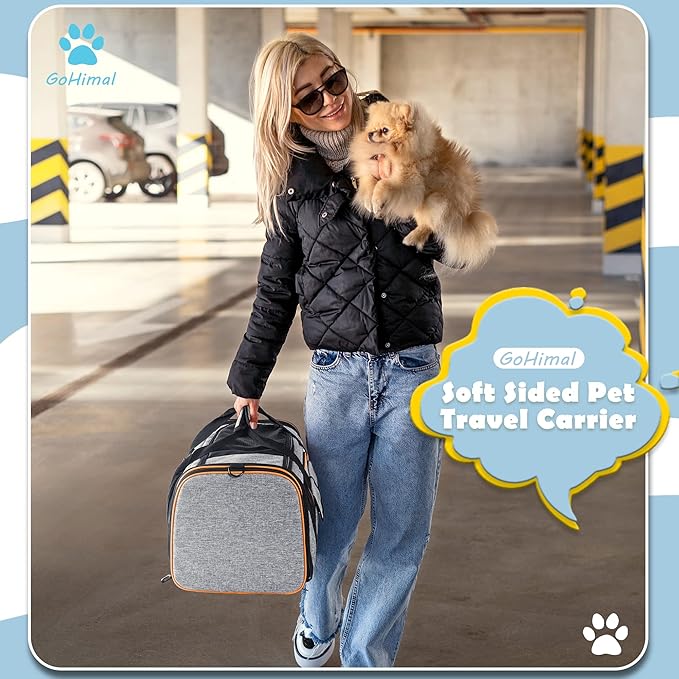 Airline Approved Pet Carrier, 4-Sides Expandable Soft-Sided Dog & Cat Travel Carrier with Removable Fleece Pad (Large, Orange)