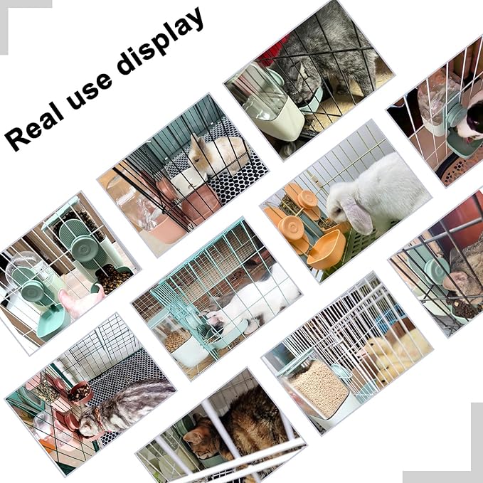 Hanging Automatic Pet Food Water Dispenser, 35oz Rabbit Feeder for Cage Gravity Feeder Siphon Waterer Set for Rabbit Chinchilla Hedgehog Ferret Cat Puppy (Green)