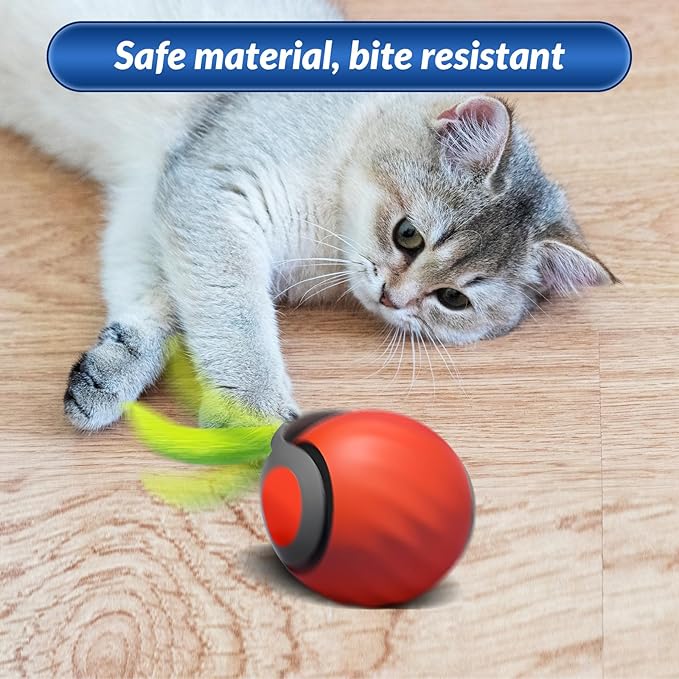 Speedy Tail 2.0 Interactive Cat Toy, 2025 Smart Rolling Ball for Pets, Automatic Motion Plaything for Cats and Dogs, Self-Moving Orange Pet Play Ball.