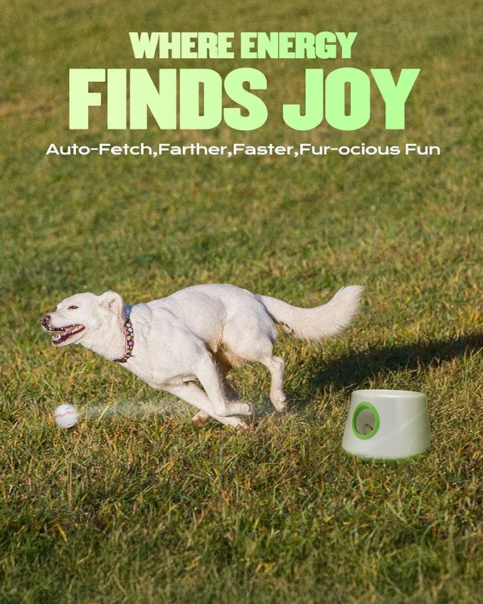 Automatic Dog Ball Launcher, Ball Thrower for Dogs - 6 Tennis Balls