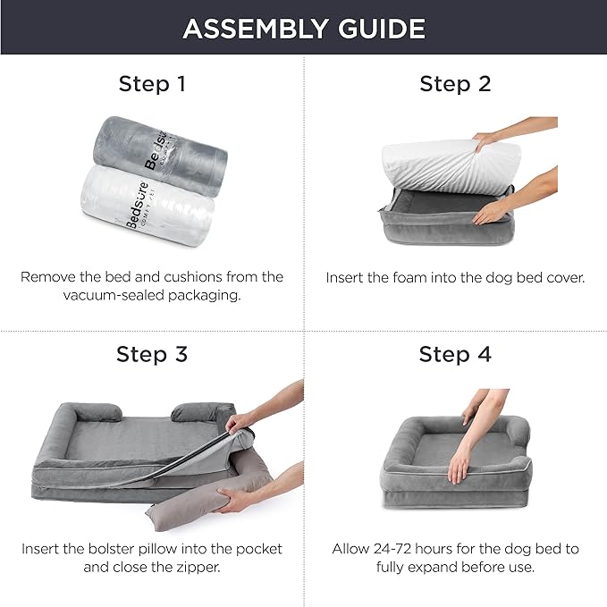 Bedsure L Plus Orthopedic Dog Bed for Large Dogs - Washable Dog Cat Bed Waterproof, L Plus Big Comfort Dogs Couch Sofa with Washable Removable Cover, Pet Bed with Nonskid Bottom, Blue Navy, 38"