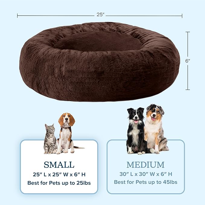 PETMAKER Dog Bed - Donut Pet Bed for Small Dogs - Dog Bed with Removable Washable Cover and Anti-Slip Bottom - Puppy Essentials (Dark Brown)
