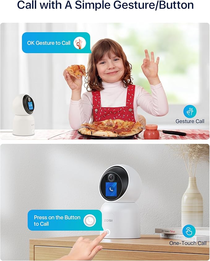 ZOSI 4K Pan/Tilt Smart Security Camera Indoor,Plug in 2.4/5GHz WiFi Camera,2 Way Video, Motion Tracking,8MP Baby/Pet Dog Monitor with Phone app, C519M8 360°View Home Cam, Cloud & Memory Card Storage