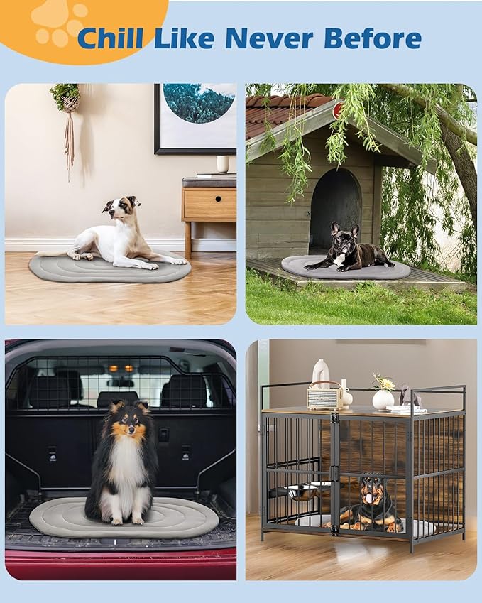 Pet Dog Cooling Mat 35“x19” Reversible Cooling Pad for Dogs and Cats, Comfort Ice Silk Cotton Summer Dog Bed Outdoor Indoor Washable, Ideal for Kennel Sofa Floor Car Seats